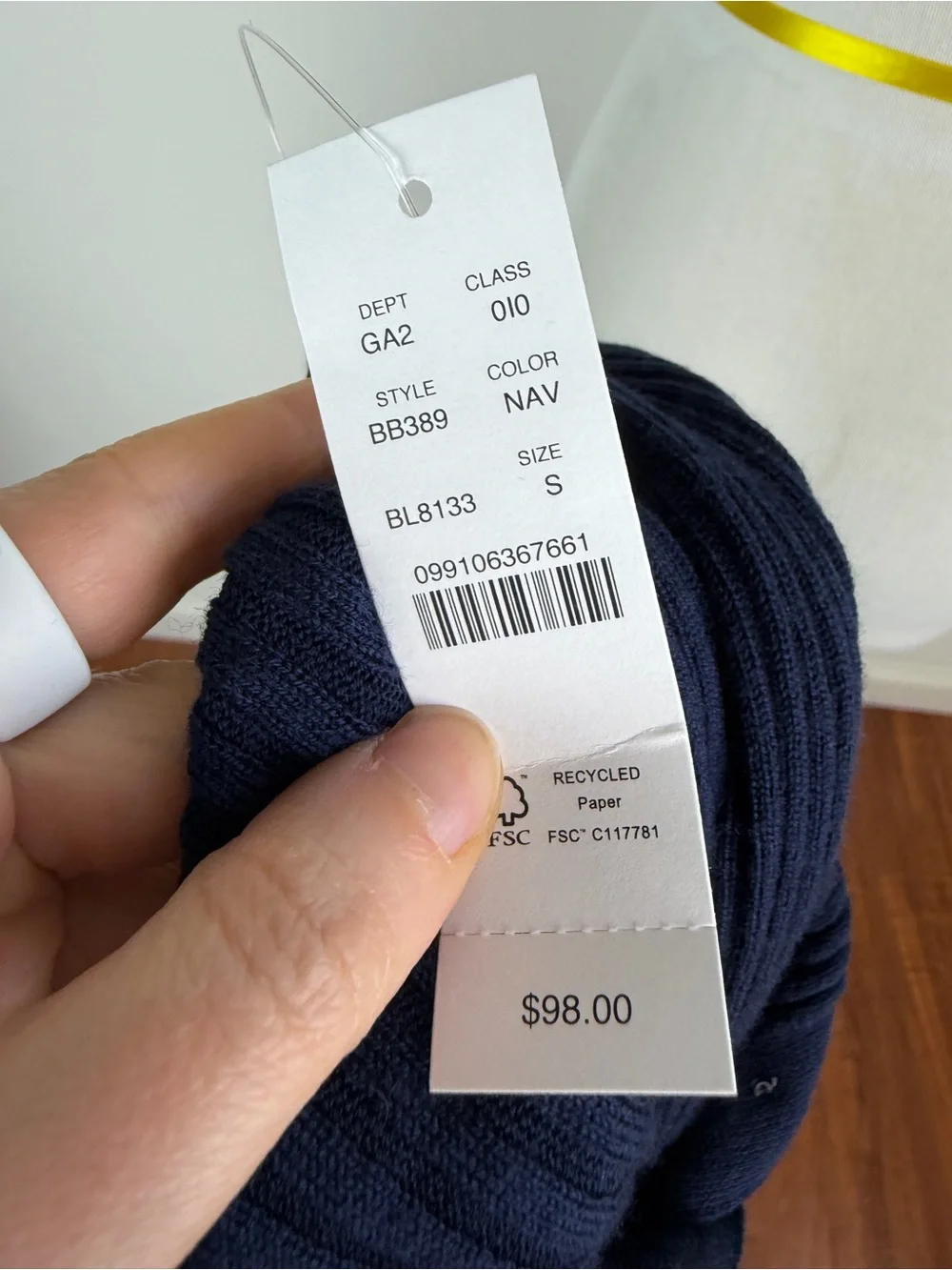 NWT J. crew ribbed ruffle collar merino wool sweater navy blue Size S